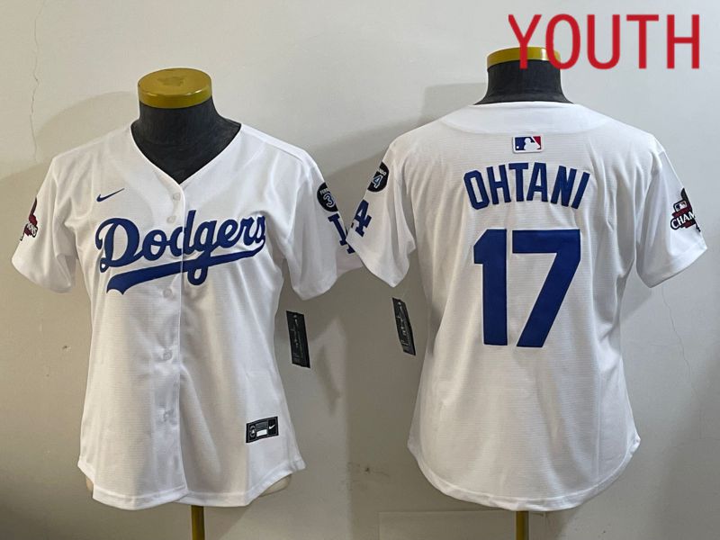 Youth Los Angeles Dodgers 17 Ohtani White Game 2024 Nike MLB Jersey style 12095
